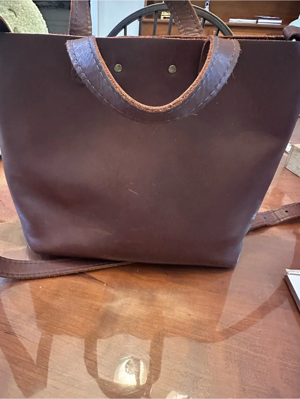 Portland Leather Deep Brown Leather Tote